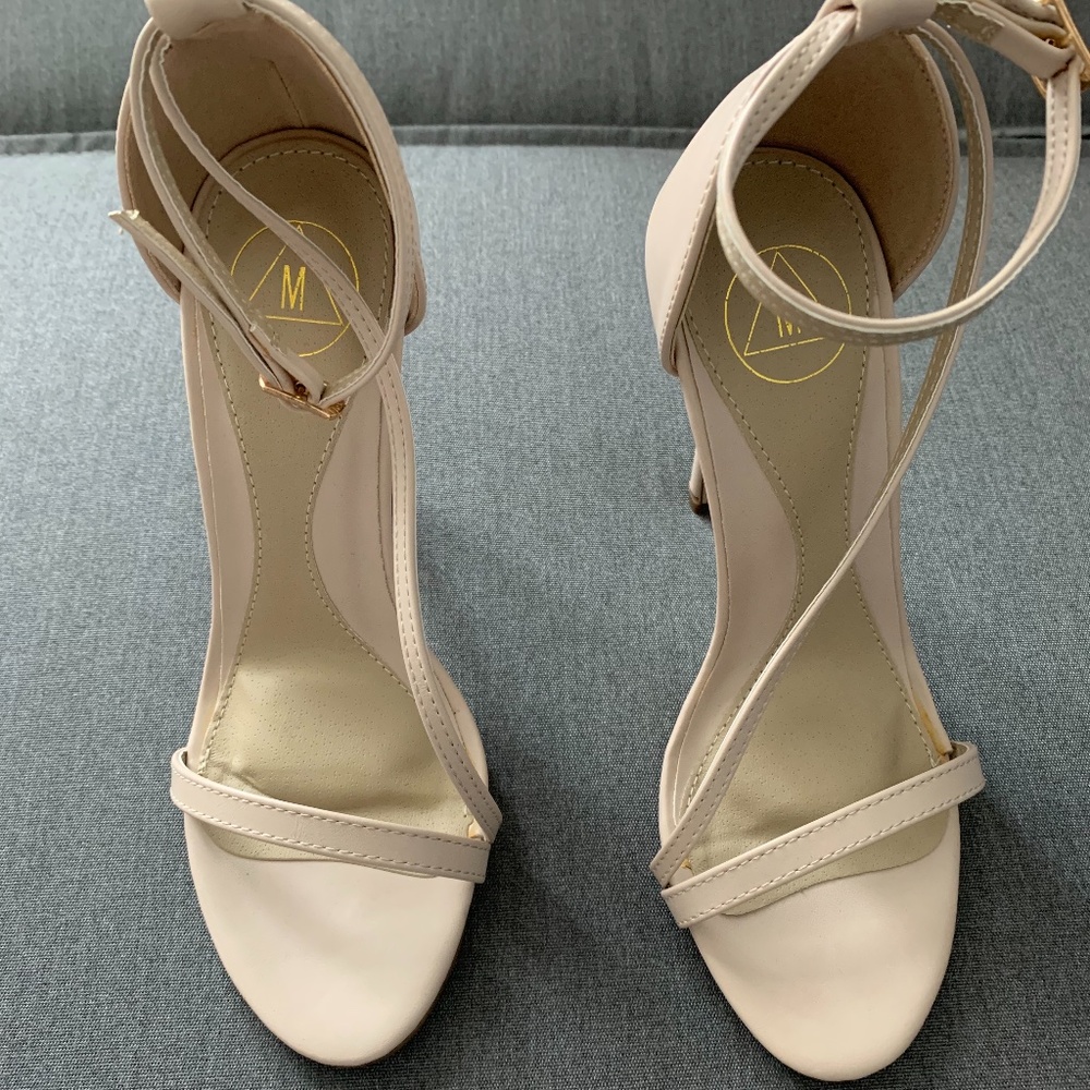 Missguided nude asymmetric strappy sandals